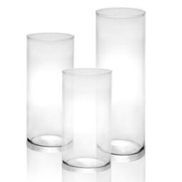 Glass Candle Cylinders Set Of 3 Clear Assorted Holders For Pillar