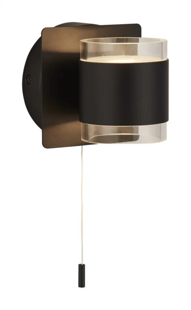 Bathroom Light Black Tumbler Led Wall Ip44 Matt Clear Acrylic Single