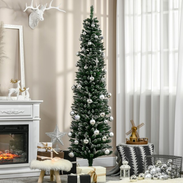 6ft Artificial Snow Dipped Christmas Tree Xmas Holiday Pencil Tree For