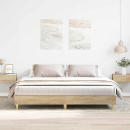 Bed Frame Sonoma Oak 200x200cm Engineered & Eucalyptus Wood Stable
