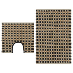Bath Mat Set Natural & Black 52x83cm + 50x52cm Handwoven Jute Fabric