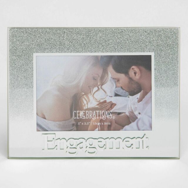 Celebrations Silver Glitter Glass Engagement Photo Frame