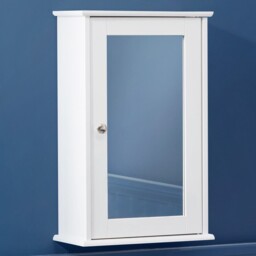 Bathroom Mirror Cabinet White Wooden Single Door Wall Mounted Unit
