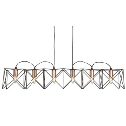 6 Lights Led Matt Black Finish Frame Pendant Ceiling Light With Copper