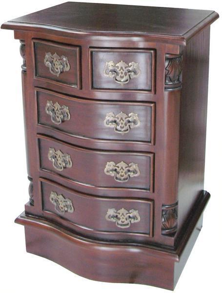 Mahogany Bedside Table - Bowfronted - 5 Drawers - Traditional Style