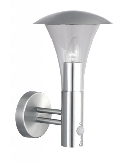 Wall Light Silver Strand Outdoor Lantern With Pir Motion Sensor Ip44
