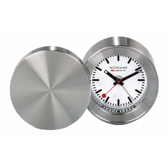 Mondaine Msm.64410 Official Swiss Railways Travel Alarm Clock, 50mm,