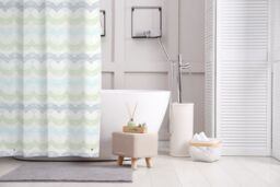 Waves Shower Curtain, 180x180cm, Mould & Mildew Resistant, Includes