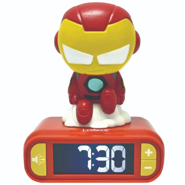 Lexibook Rl800av2 3d Iron Man Childrens Clock With Night Light
