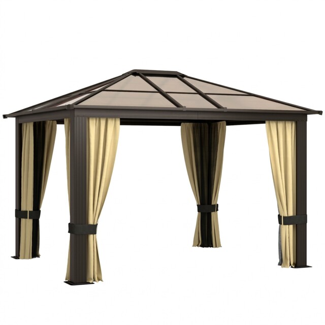 Outsunny 3 X 3.6m Hardtop Gazebo Canopy With Mosquito Netting And