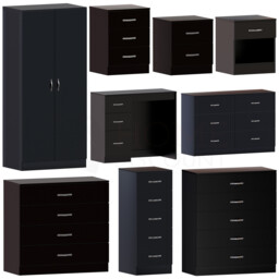 Black Chest Of Drawers Bedside Table Wardrobe Desk Modern Bedroom