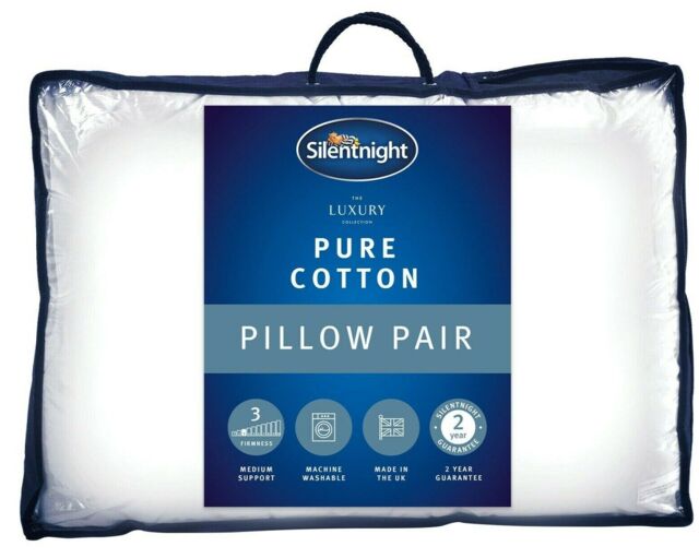 Silentnight Luxury Pure Cotton Pillows Hollowfibre Pack Of 2 Two