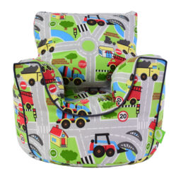 Bean Lazy Toddler Road Map Bean Bag Chair - 100% Cotton Kids Seat With