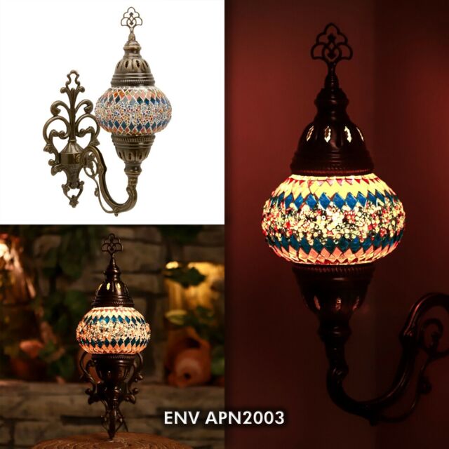 Turkish Moroccan Glass Mosaic Tiffany Wall Sconce Lamp Light Medium