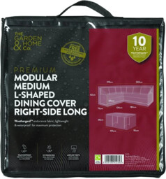 L Shaped Modular Outdoor Dining Set& Table Cover Right Side Long Black