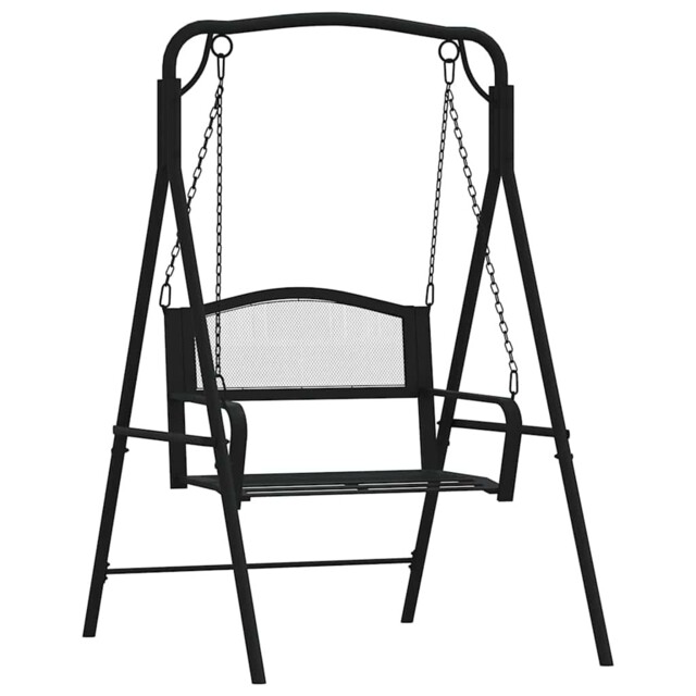 Swing Bench 124 Cm Black Steel Outdoor Hanging Seating Chair Vidaxl