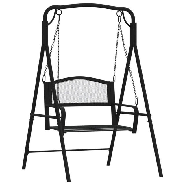 Swing Bench 124 Cm Black Steel Outdoor Hanging Seating Chair Vidaxl