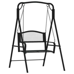 Swing Bench 124 Cm Black Steel Outdoor Hanging Seating Chair Vidaxl