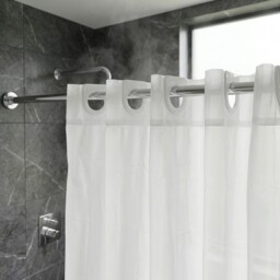 Croydex Waterpoof Shower Curtain Plain White, Machine Washable,