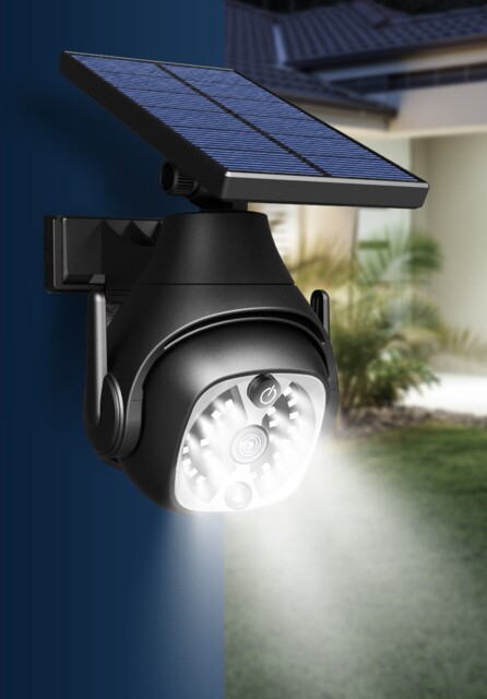 Solar Security Light Black 300lm Motion Activated 8m Range Realistic