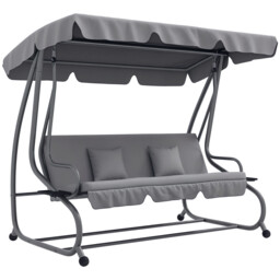 Outsunny 2-in-1 Garden Swing Chair For 3 Person W/ 2 Pillows, Light