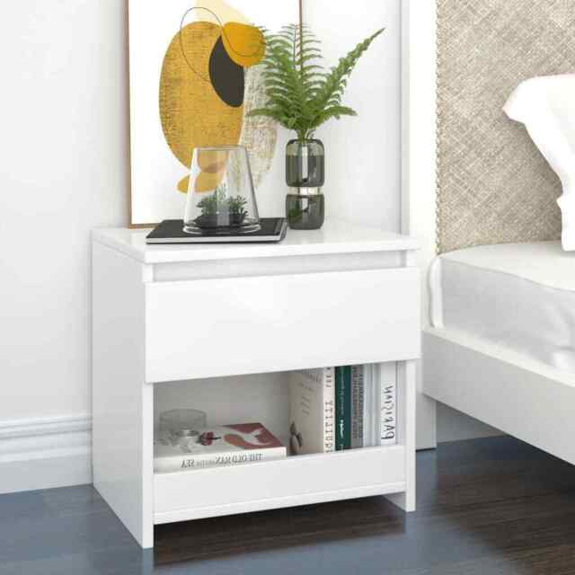 Bedside Cabinet High Gloss White 40x30x39 Cm Engineered Wood Vidaxl