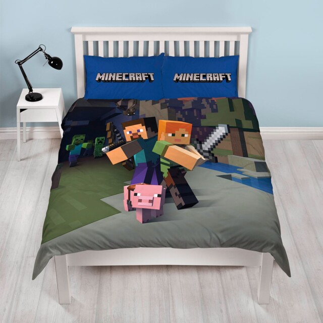 Minecraft Double Duvet Cover Set Boys Girls 2 In 1 Design