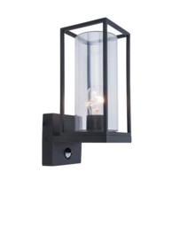 Lutec Flair Outdoor Lantern Wall Light With Pir Sensor - Black