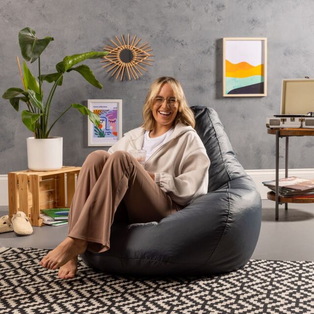 Slate Grey Bean Bag Recliner Gaming Chair Indoor Outdoor Extra Large