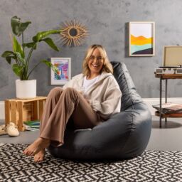 Slate Grey Bean Bag Recliner Gaming Chair Indoor Outdoor Extra Large