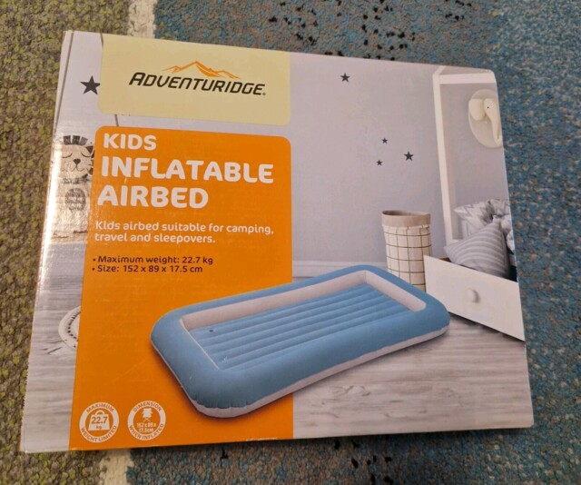 Kids Inflatable Airbed Mattress Junior Children Camping Sleepover Blue
