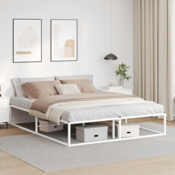 Metal Bed Frame White 90x200cm Powder-coated Metal Slatted Base