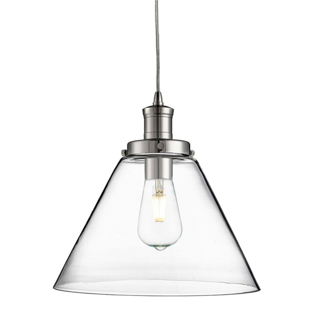 Chrome Finish Ceiling Pendant Fitting Light With Clear Glass Shade