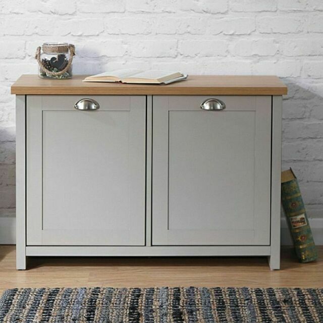Grey/ Oak Lancaster Hallway Shoe Storage Unit- Local Delivery Only