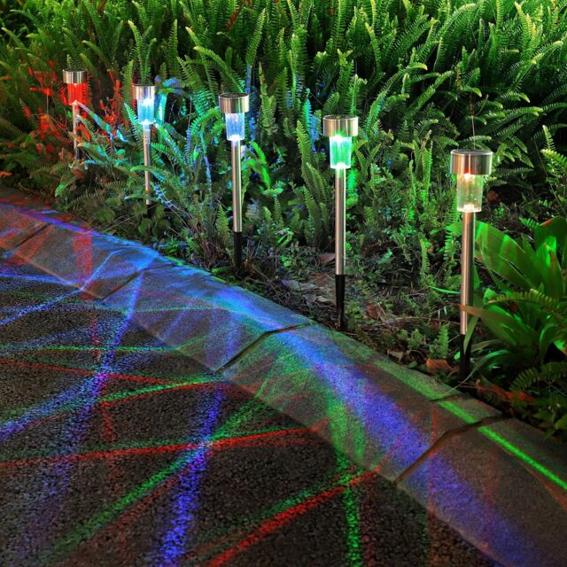 Vinsani 10 X Stainless Steel Solar Powered Stick Post Led Lights