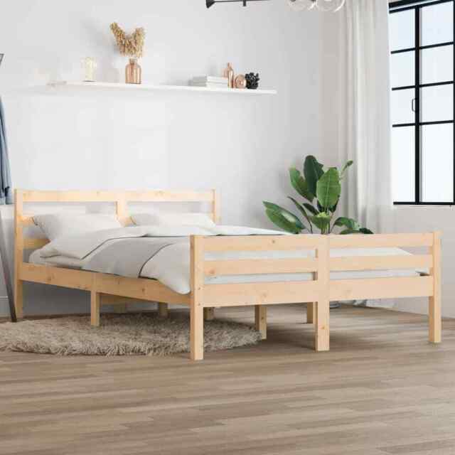 Bed Frame Solid Wood 135x190 Cm Double Vidaxl
