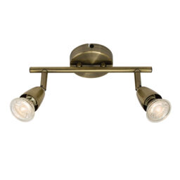Antique Brass 2 Way Gu10 Bar Double Spotlight Ceiling Spot Light