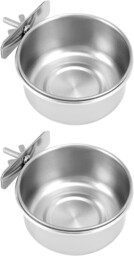 Qwork® 2 Pieces Bird Feeding Cups With Wing Nut, Stainless Steel Food