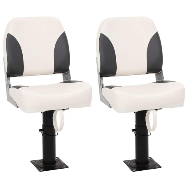 Boat Seat Set Dark Grey White Pu/pvc Foldable Foam 41x36x48cm H28-45.5
