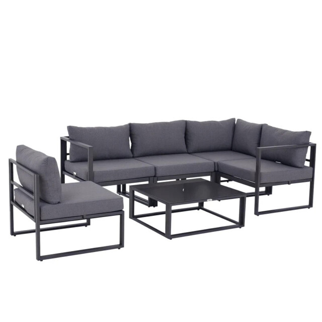 Outsunny - 6 Piece Garden Sofa Set - Garden Coffee Table Set - Grey