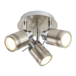 3 Lights Led Satin Silver Finish Bathroom Spot Light Ceiling Fitting
