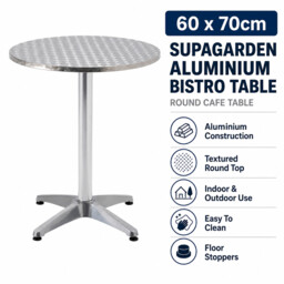 Supagarden Aluminium Bistro Table Round 60x70cm Patio Garden Cafe