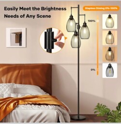 Homcom Industrial 3-light Floor Dimmable Standing Lamp For Living Room