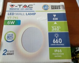V-tac Vt-741 7525 Led Wall Lamp Round 6w White 4000k Natural Light