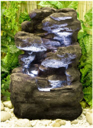 Rock Cascade Water Feature 4 Tier Fountain Waterfall Natural Stone