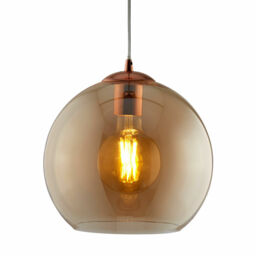 Searchlight Balls 30cm Round Amber Glass Antique Brass Chandelier