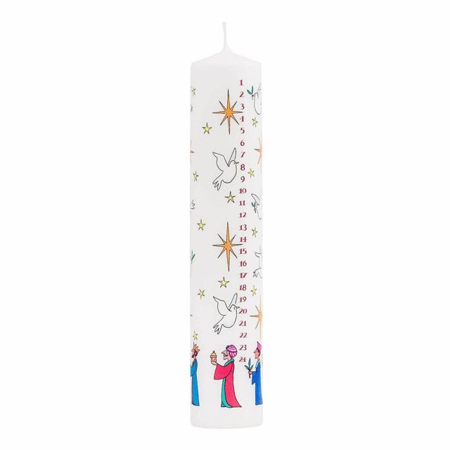 Traditional Countdown To Christmas Advent Dinner Pillar Candle Wise