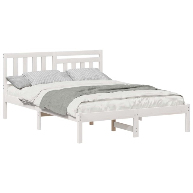 Bed Frame With Headboard Solid Pine Wood Platform Modern Bedroom