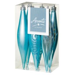 Christmas Shatterproof Cones 6 Pack 150mm Tree Decoration Ice Blue