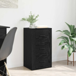 Sideboard With Drawer Black Oak 40 X 33 X 70 Cm Engineered Wood Vidaxl